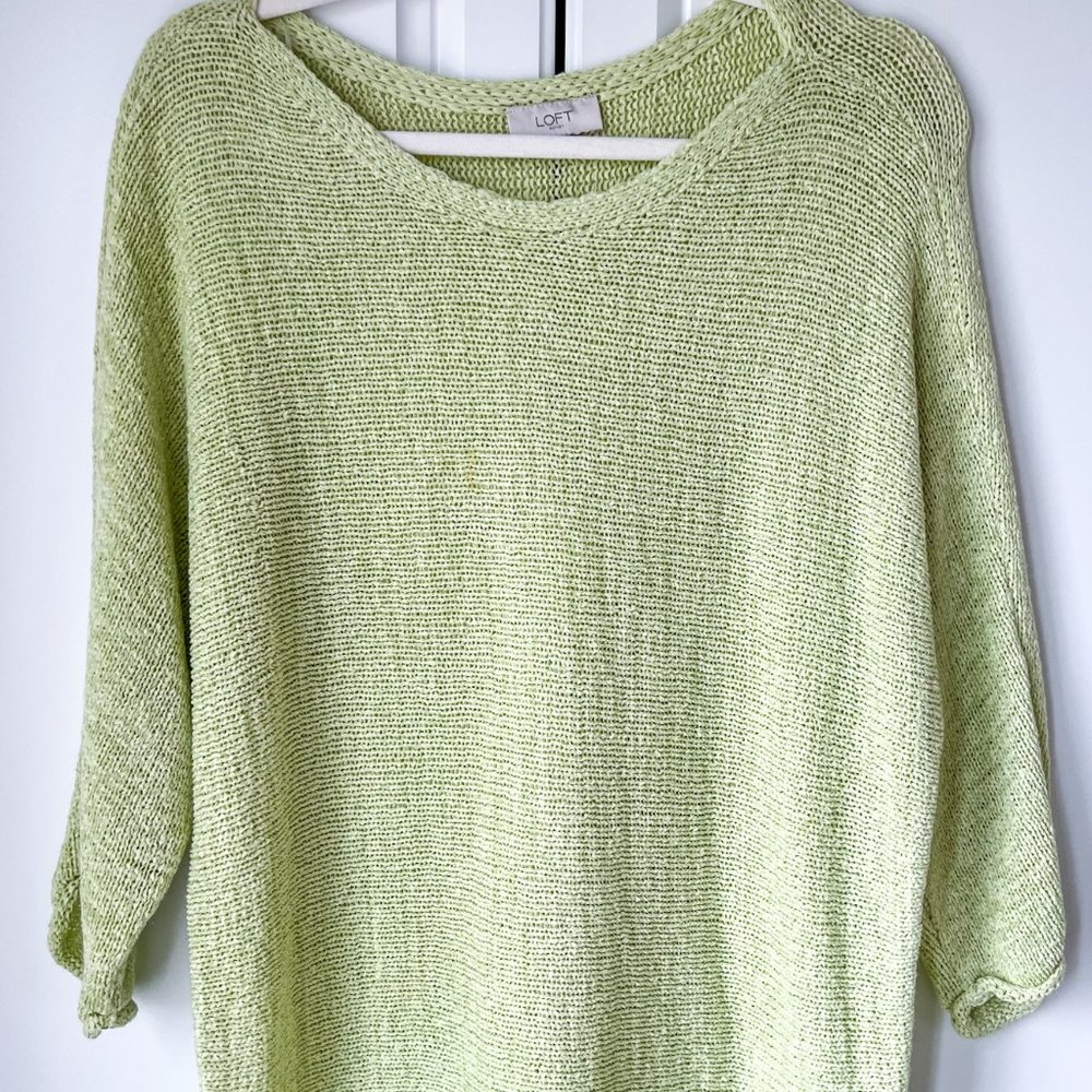 Ann Taylor Gauze Crewneck Sweater - Mint Green Size L